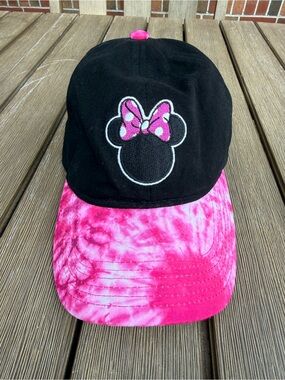 Disney Minnie Mouse Pink Tie-Dye Baseball Cap Adjustable Black Hat